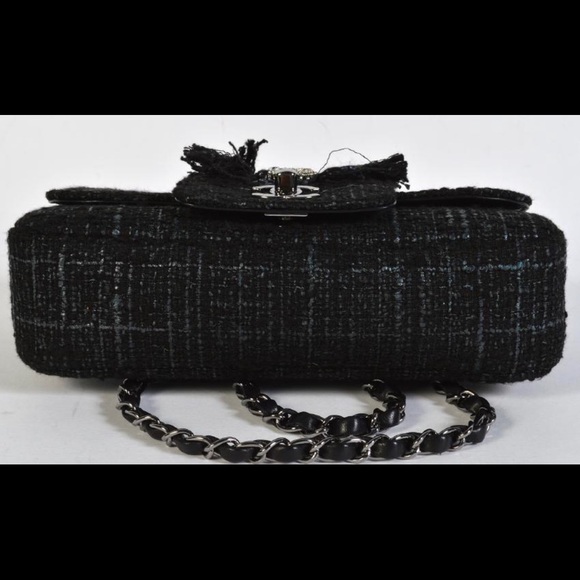 Chanel Black Tweed & Swarovski Crystal Fringe Flap - Picture 5 of 8